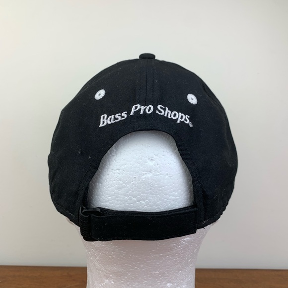 Bass Pro Shops White Black Gray Adjustable Hook & Loop Fishing Baseball Hat Used - Picture 2 of 7